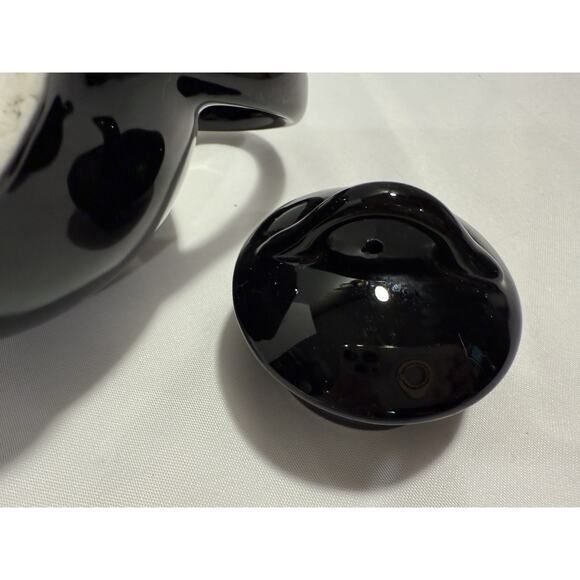Black Ceramic Teapot With Lid, No chips or cracks, Glossy Modern Shape - Picture 11 of 12